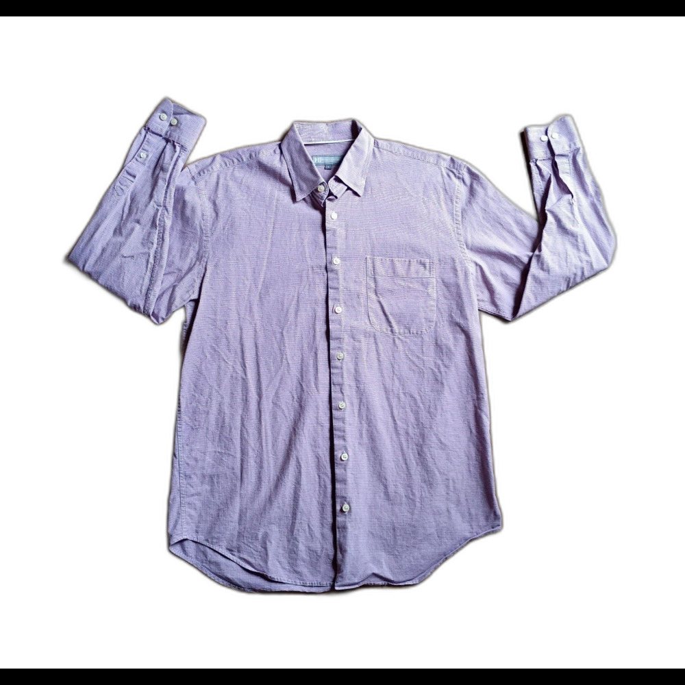 Hickey Freeman Patriotic Gingham Check Button Down Shirt L
